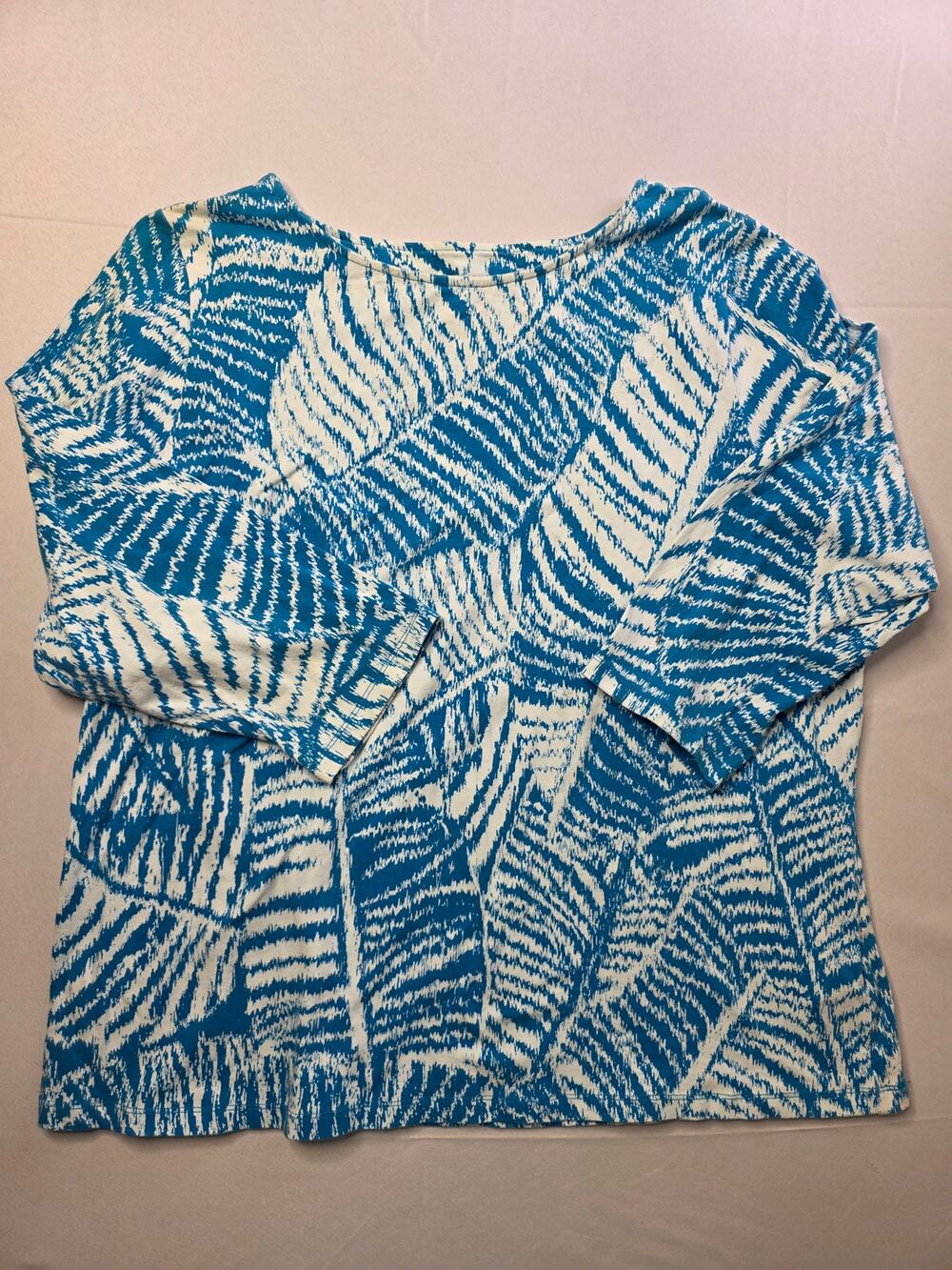 Ruby Rd. Favorites tropical leaf print top size 1X